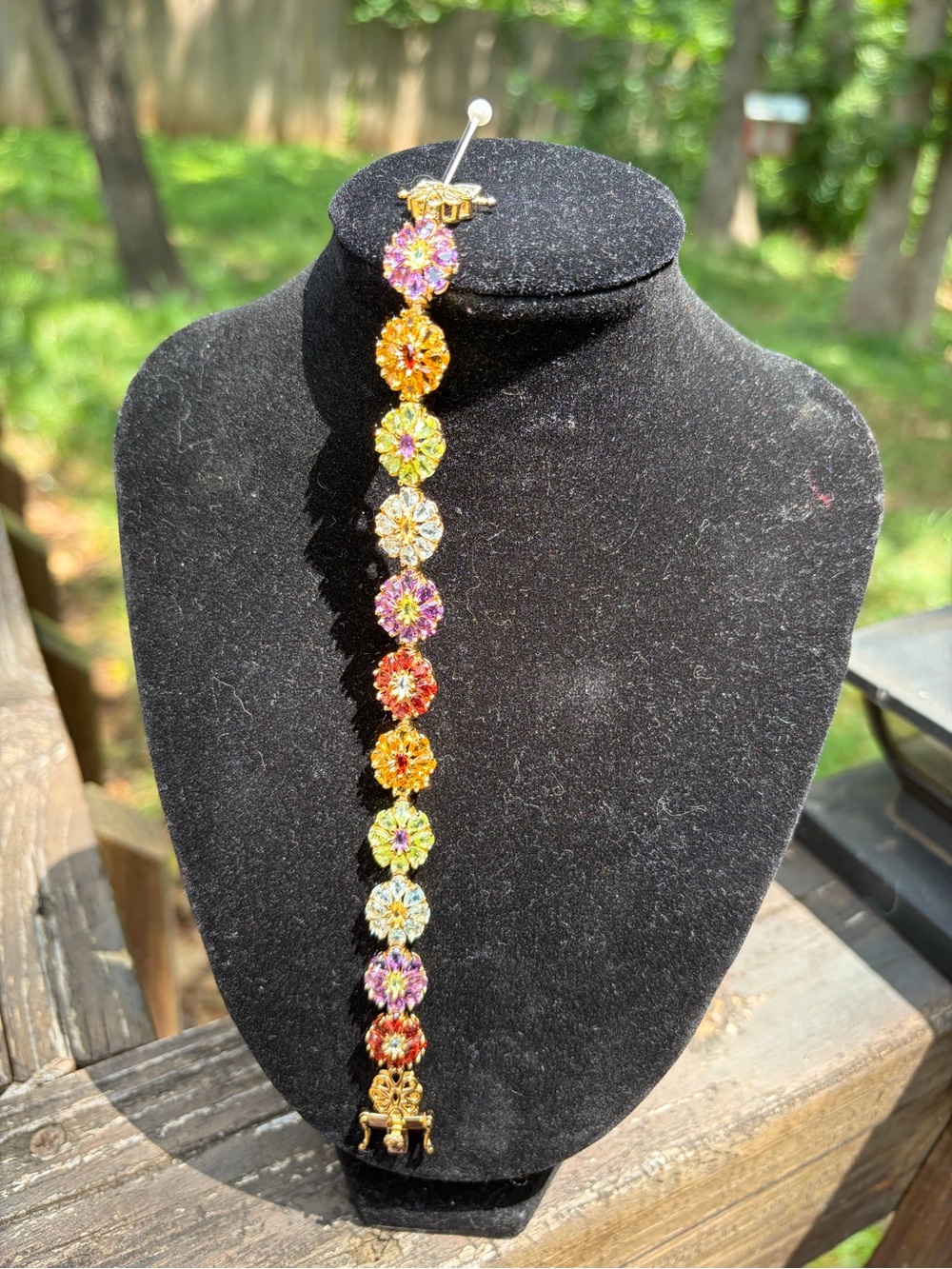 !!! SOLD!!! 18k Gold over 925 SS Multi Gemstone Bracelet